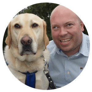 Dale Reardon and Charlie, his seeing eye dog